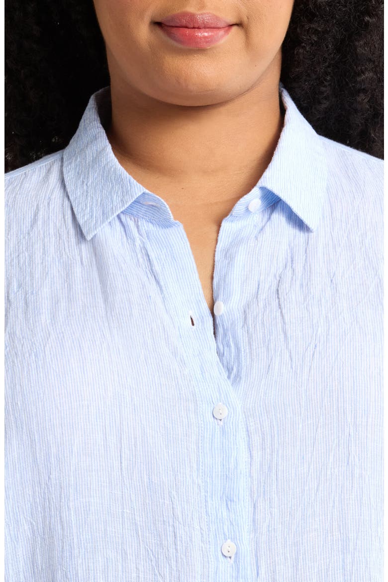 Classic Collar Organic Linen Long Button-Up Shirt, Alternate, color, ULTRAMARINE