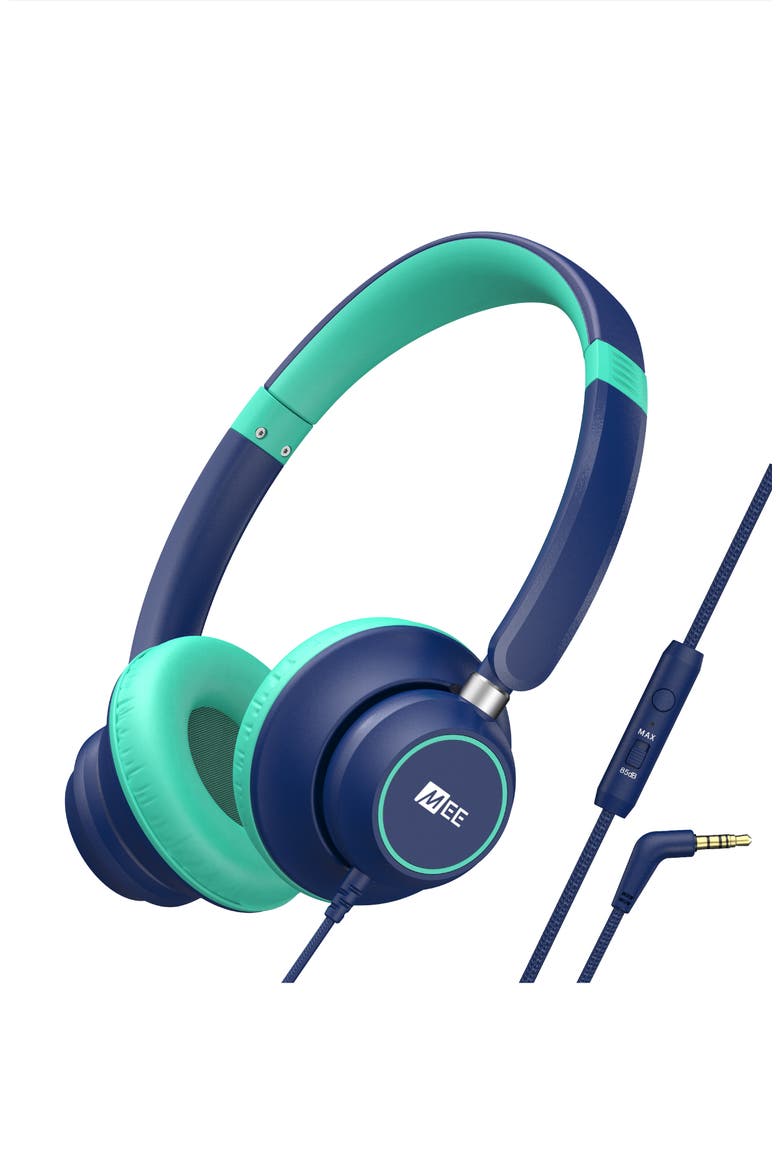 KidJamz KJ45 3.5mm Safe Listening Headphones for Kids w/ Inline Microphone, Main, color, Blue