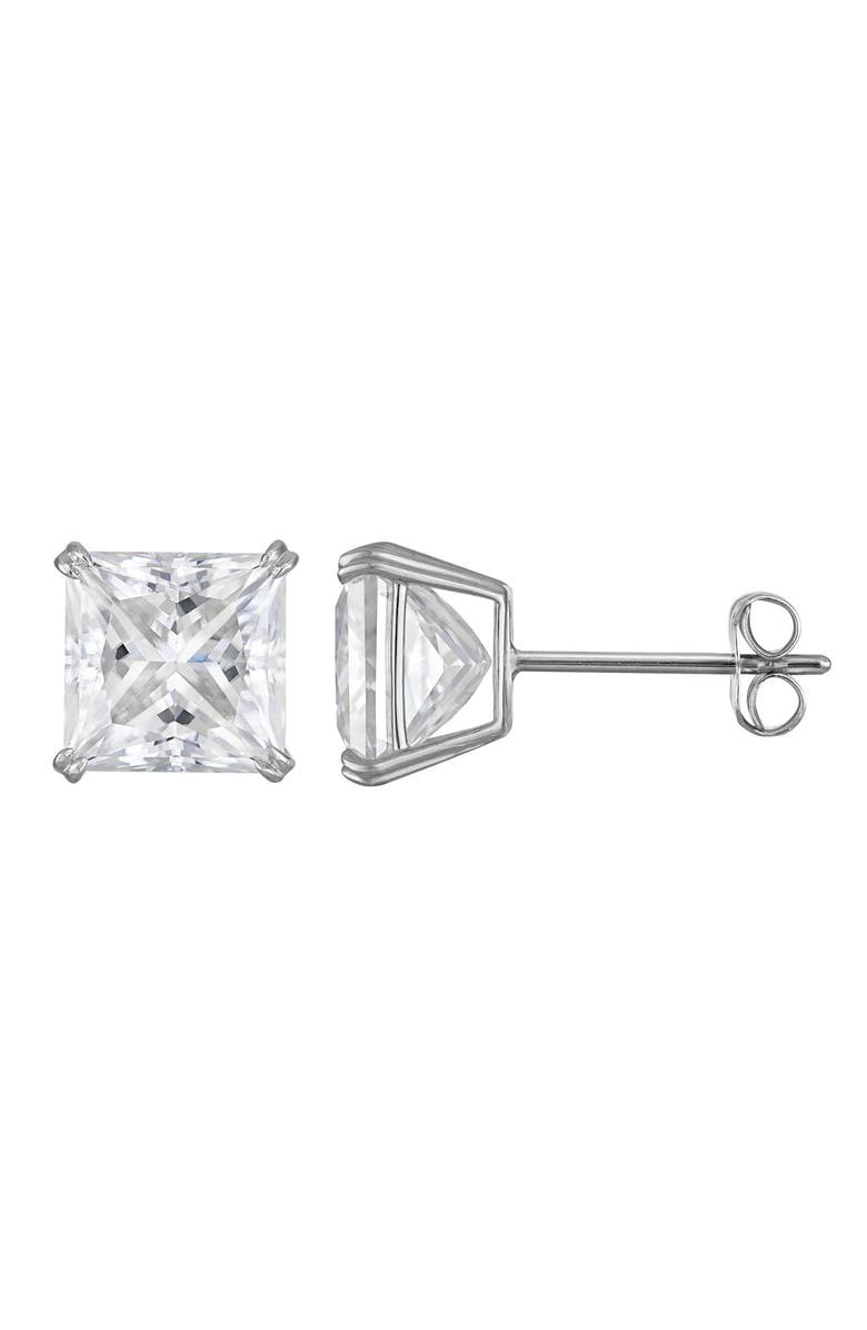 FZN <p>14K Gold Princess Cut Moissanite Stud Earrings</p>, Main, color, White