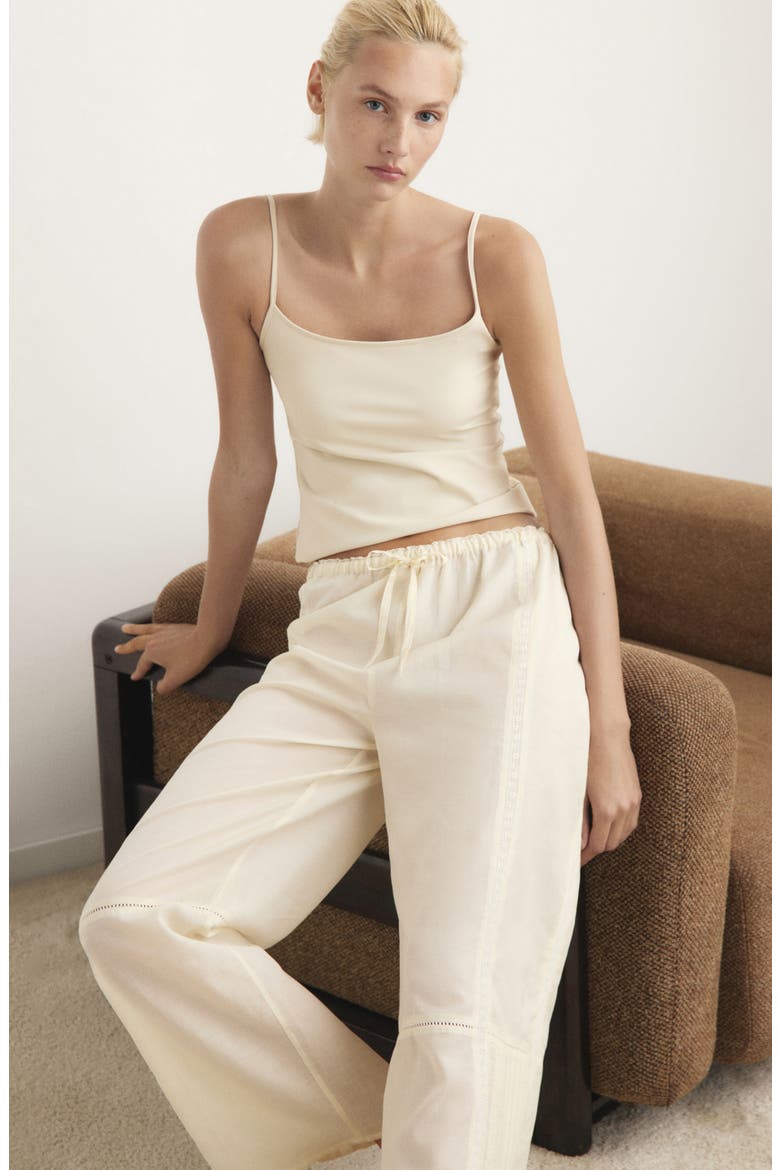 Lace Trim Cotton Blend Pajamas, Alternate, color, VANILLA