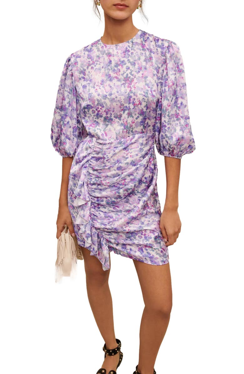 maje Ruvard Abstract Floral Ruched Minidress, Alternate, color, Blotter Flower