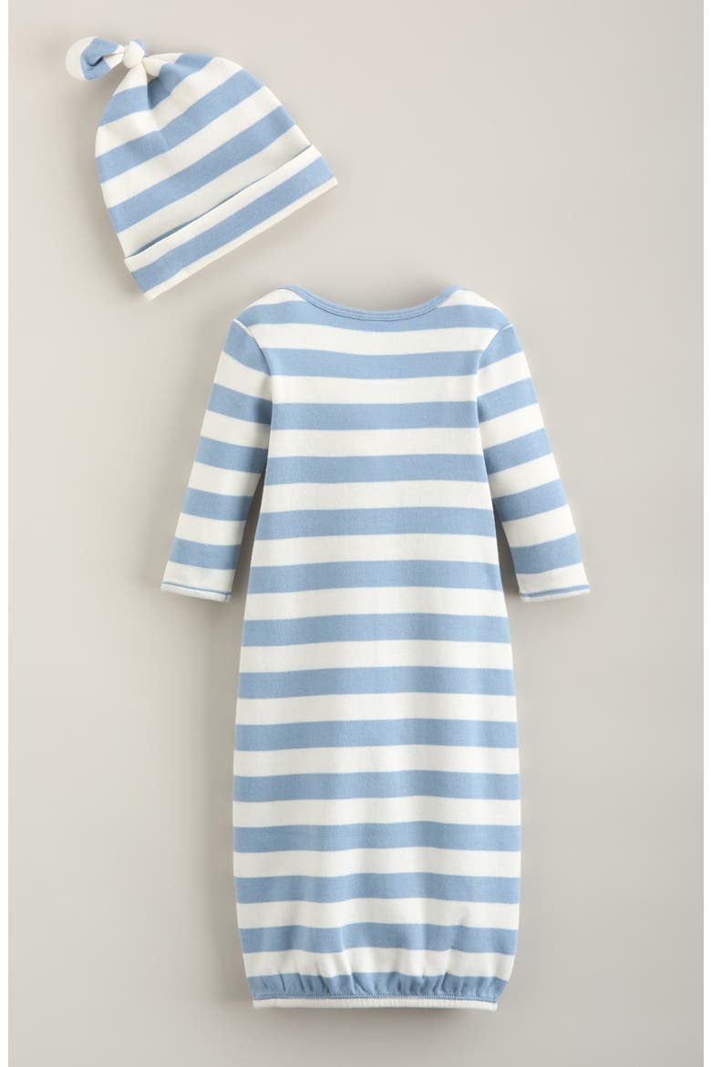 Kids' Gown and Hat Set, Alternate, color, BLUE ASHLEY BOLD STRIPE