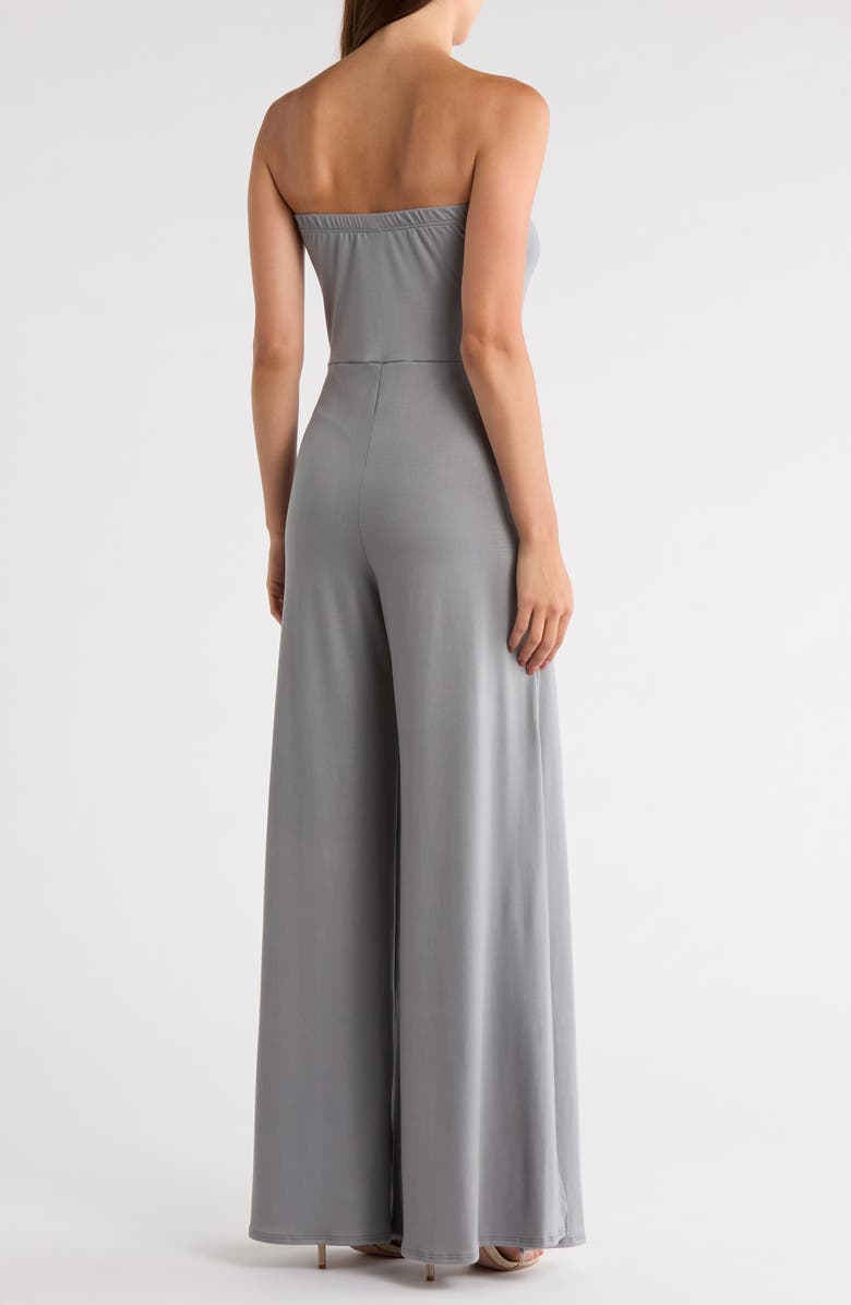GO COUTURE Strapless High Slit Jumpsuit, Alternate, color, Fossil
