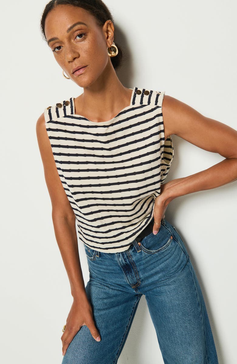 Nation LTD Bettina Stripe Pima Cotton Tank, Alternate, color, Night Sky Stripe