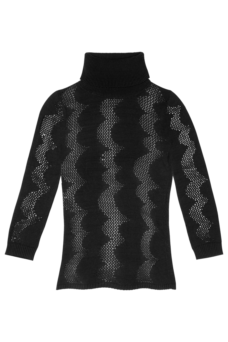 Pimona Abstract Knit Cotton Turtleneck, Main, color, Black