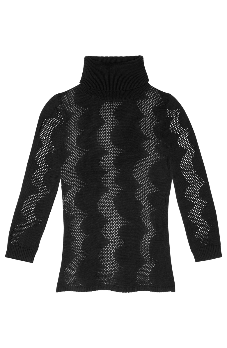 Untitled in Motion Pimona Abstract Knit Cotton Turtleneck, Main, color, Black