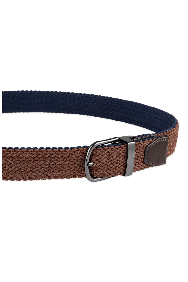 Reversible Stretch Web Belt, Alternate, color, BROWN/ NAVY