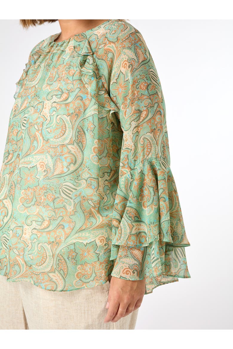 Print Frill Blouse, Alternate, color, Green