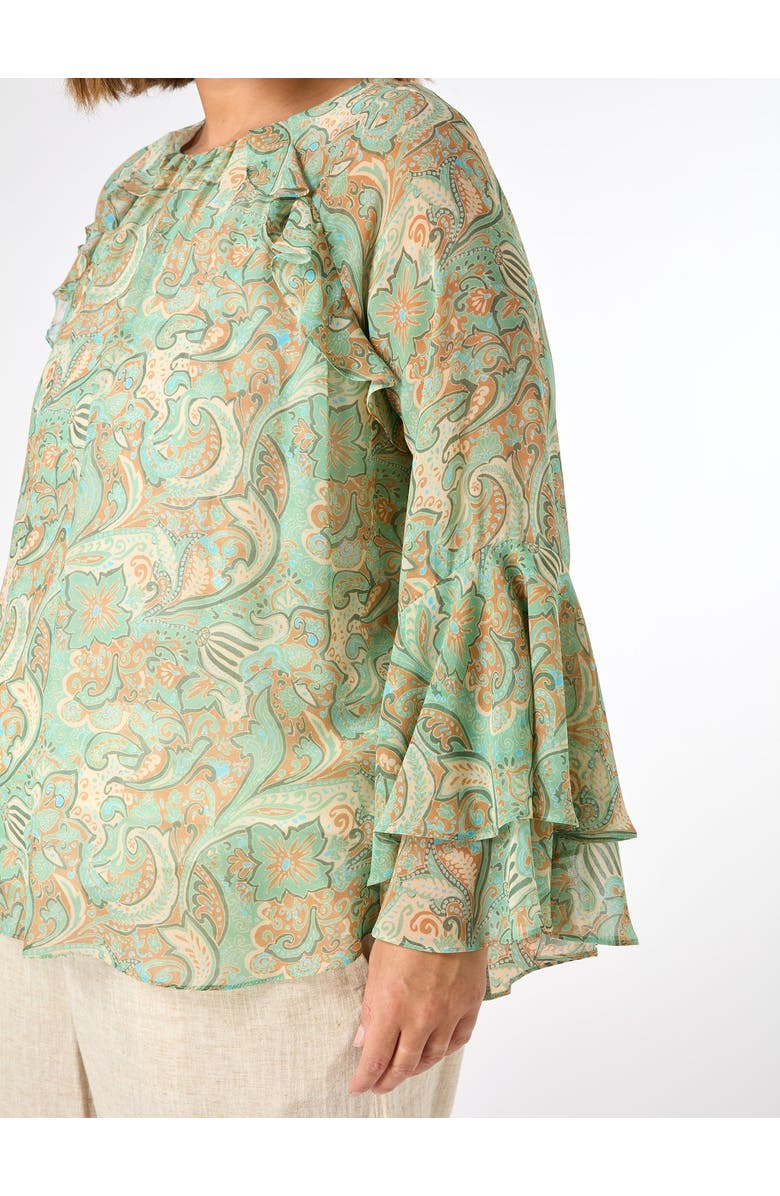 Live Unlimited Print Frill Blouse, Alternate, color, Green