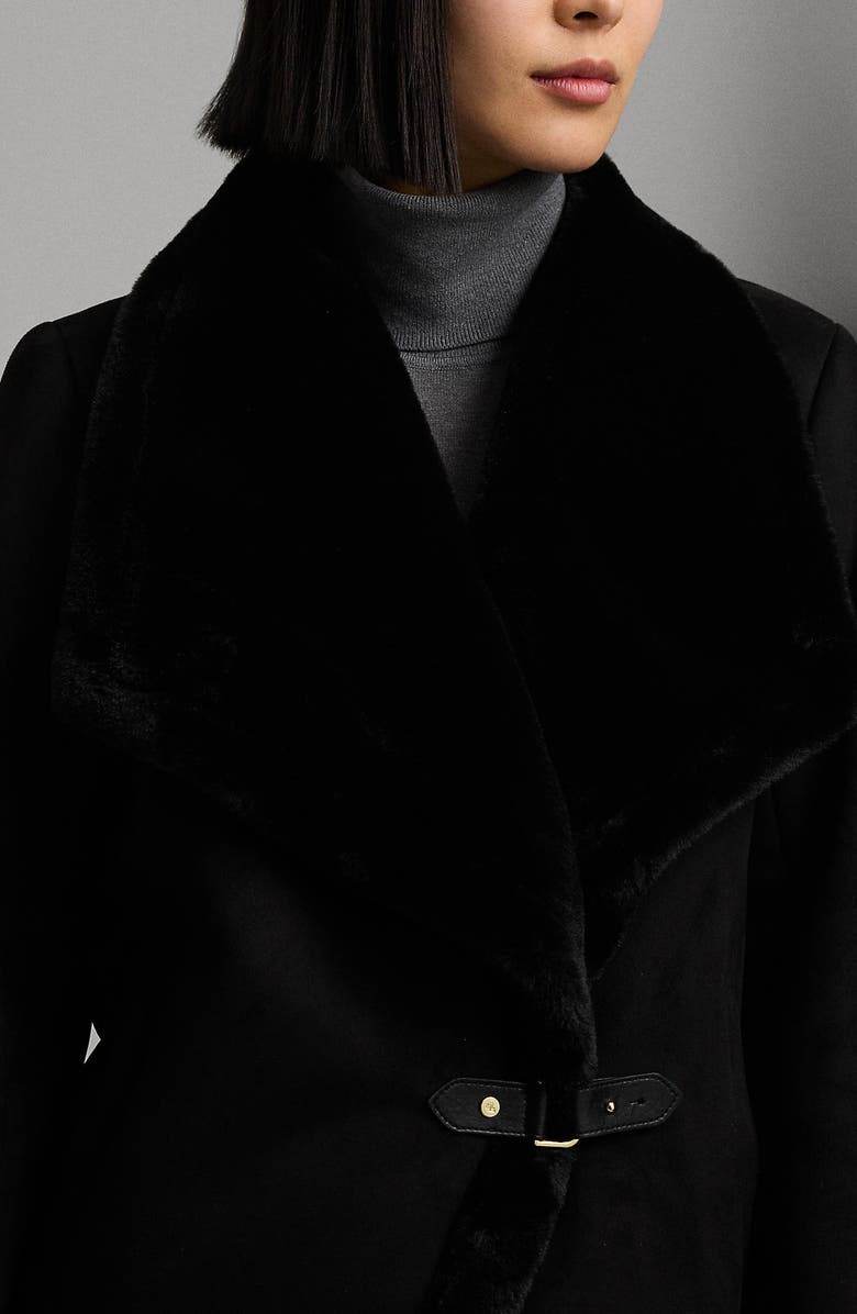 Lauren Ralph Lauren Faux Shearling Jacket, Alternate, color, Black