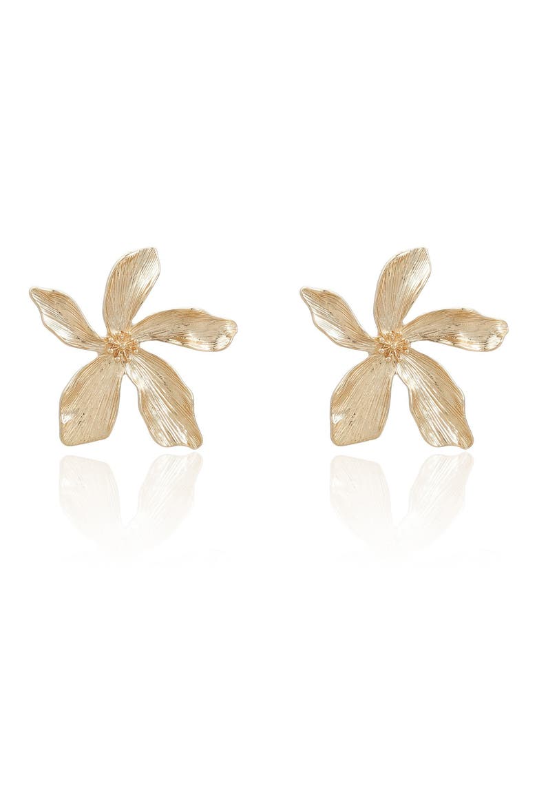 Tropical Flower Earrings, Alternate, color, GOLD