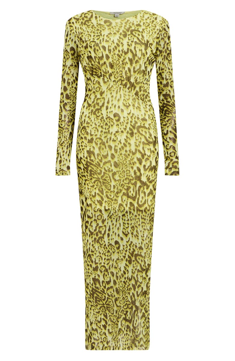 AllSaints Edana Leopard Print Long Sleeve Mesh Dress, Alternate, color, 