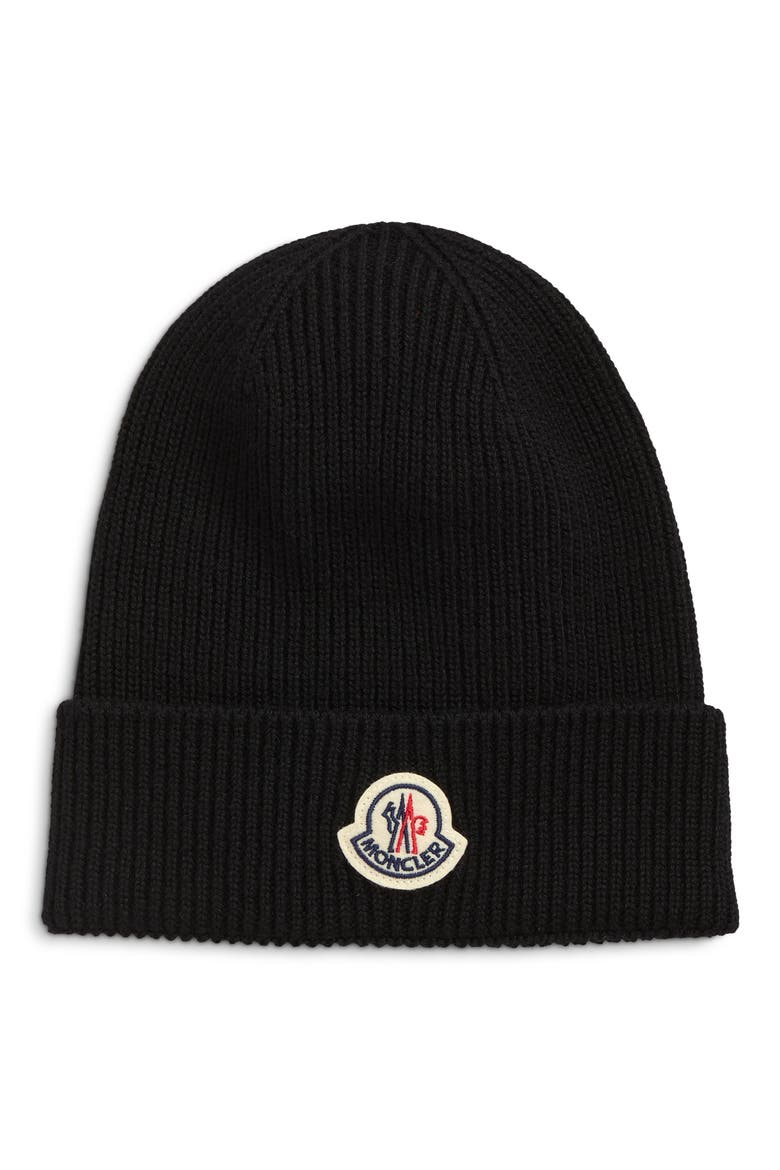 Virgin Wool Rib Beanie, Main, color, BLACK