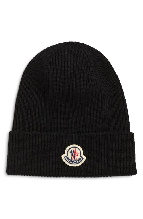 Moncler Virgin Wool Rib Beanie In Black