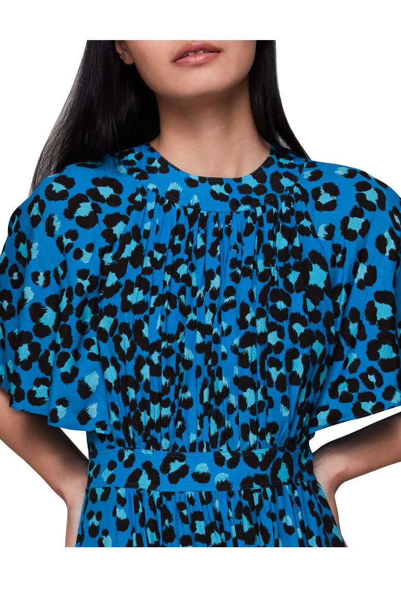 Whistles Painted Leopard Amelia Midi Dress, Alternate, color, Blue/Multi