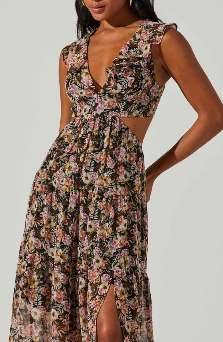 ASTR the Label Floral Print Cutout Dress, Alternate, color, 