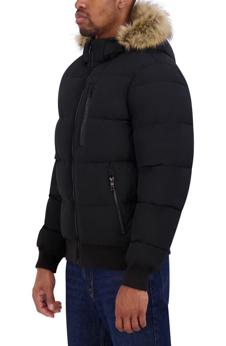 Nautica Faux Fur Trim Water Resistant Bomber Jacket, Alternate, color, 