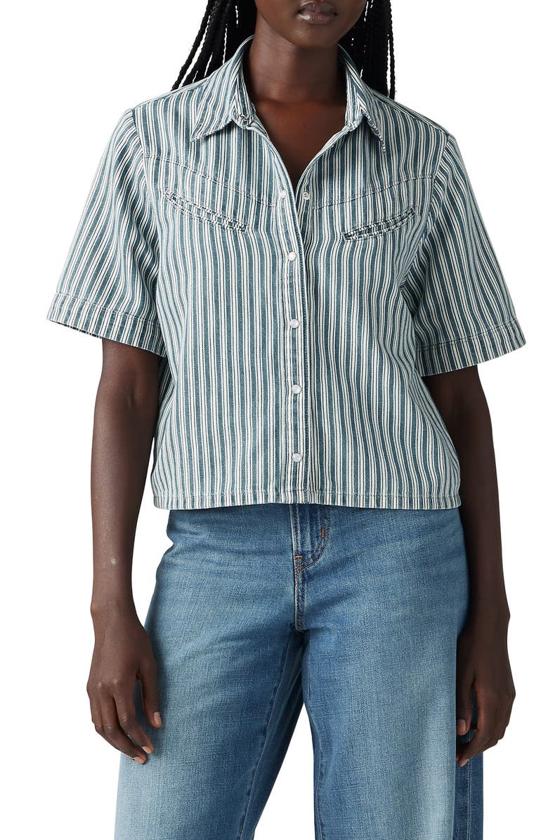 Levi's<sup>®</sup> Rinoa Stripe Cotton & Hemp Camp Shirt, Main, color, 
