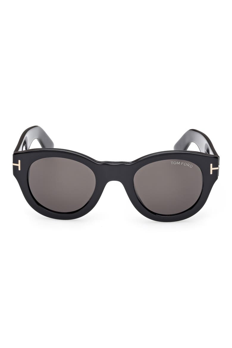 Lucinda 48mm Round Sunglasses, Alternate, color, SHINY BLACK / SMOKE