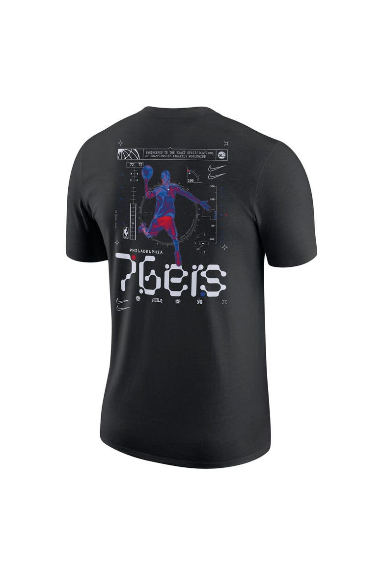 Men's Nike Black Philadelphia 76ers Courtside Air Traffic Control Max90 T-Shirt, Alternate, color, Black