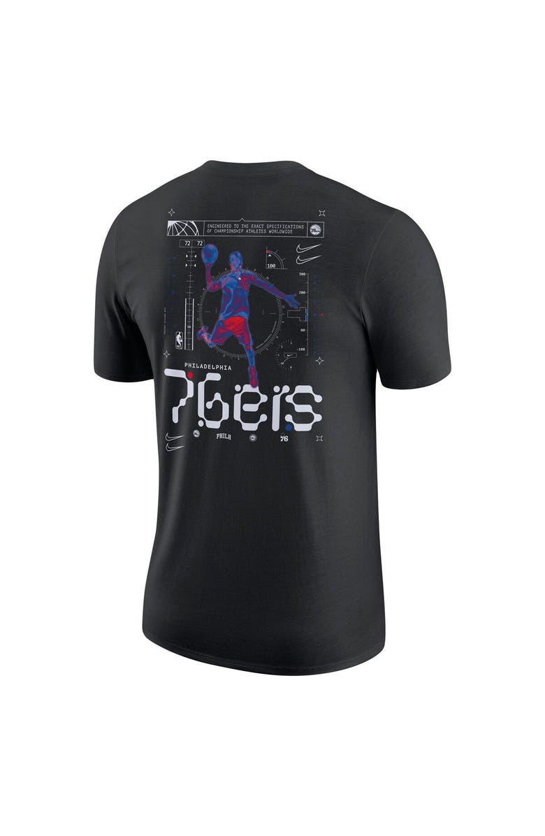 Nike Men's Nike Black Philadelphia 76ers Courtside Air Traffic Control Max90 T-Shirt, Alternate, color, Black