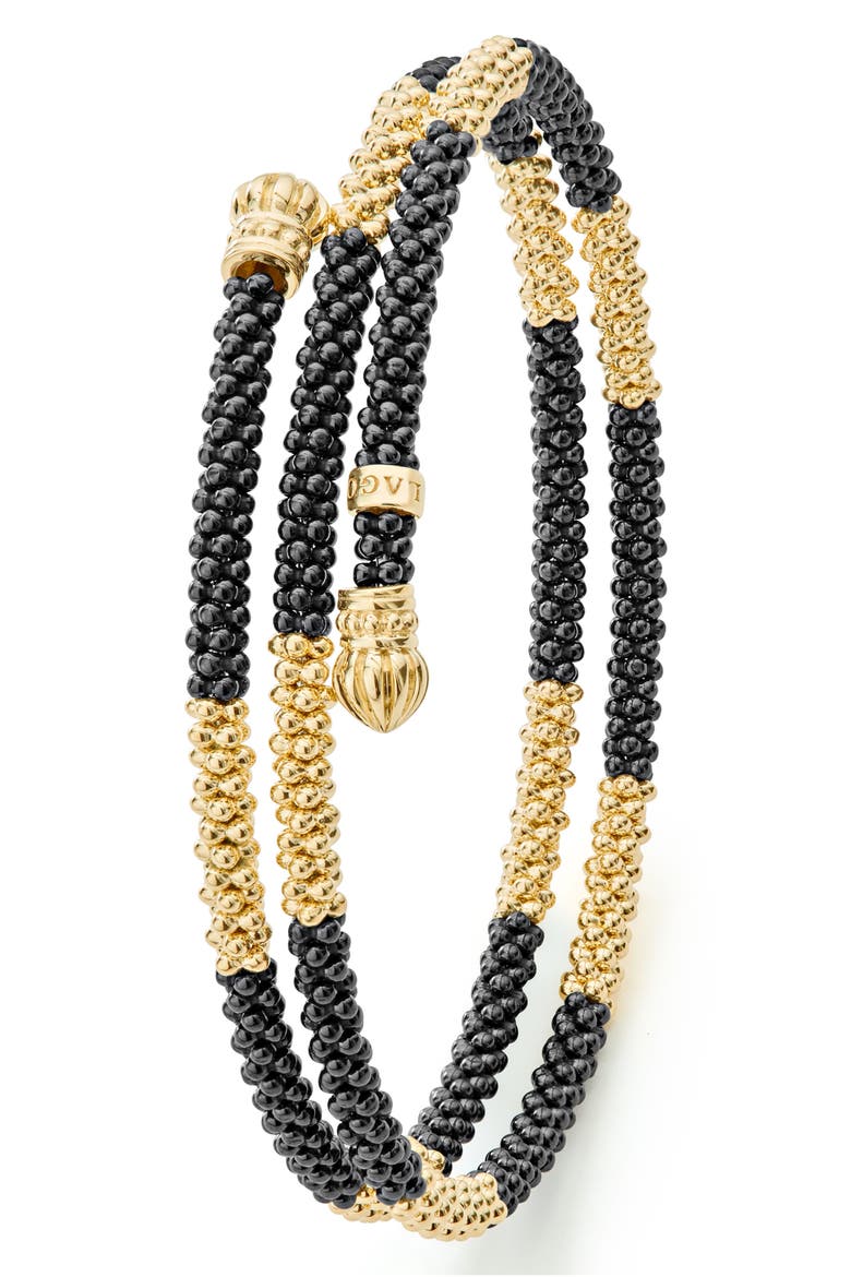 Gold & Black Caviar Coil Bracelet, Alternate, color, GOLD
