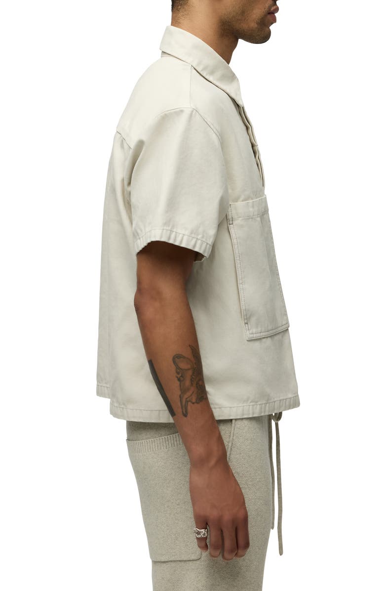 Hudson Jeans x Brandon Williams BKW Short Sleeve Cotton Moleskin Button-Up Shirt, Alternate, color, 