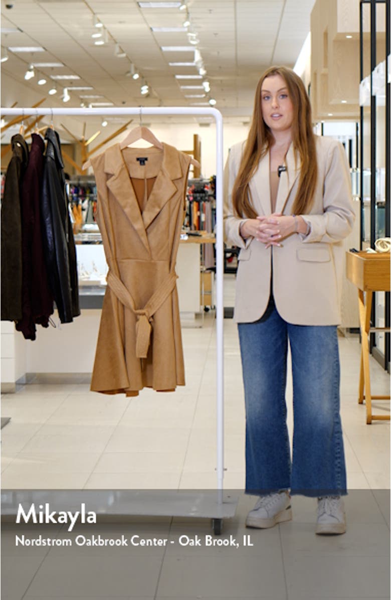 Belted Sleeveless Faux Suede Tuxedo Dress, sales video thumbnail