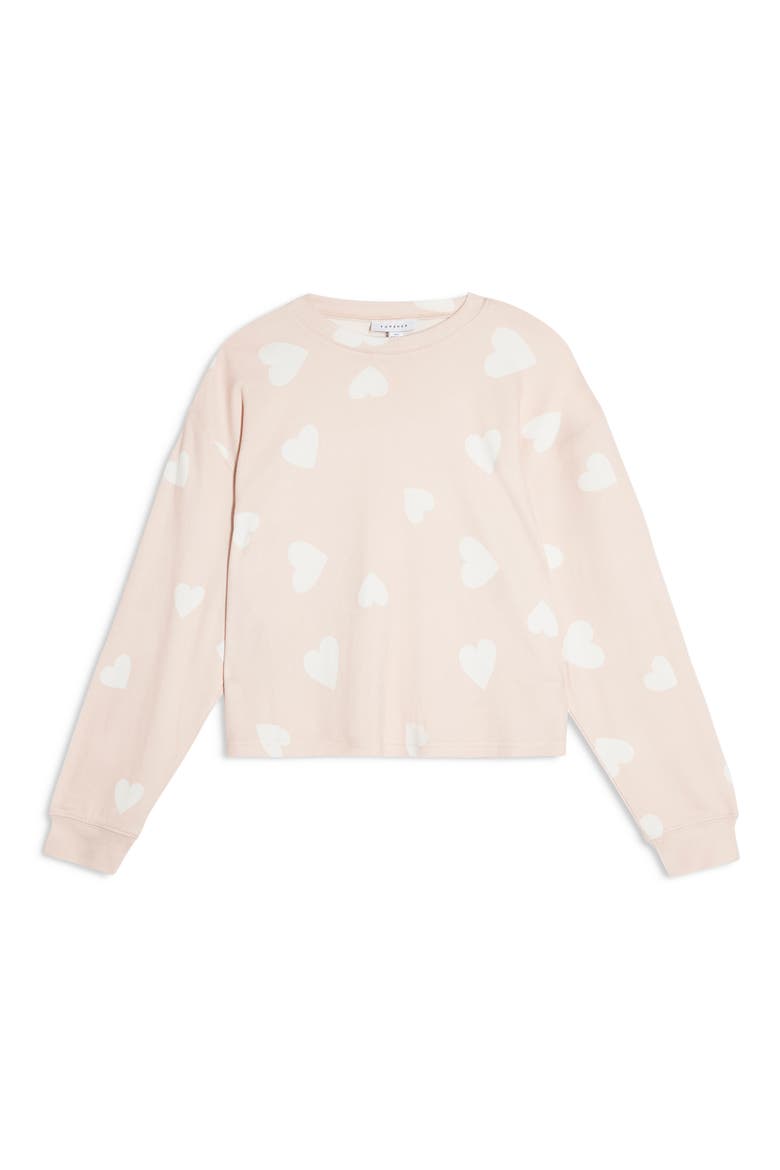 Supersoft Heart Print Sweatshirt, Alternate, color, BLUSH