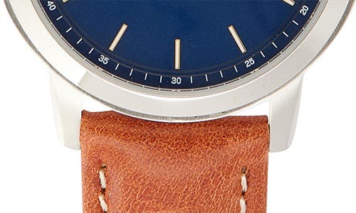 Fossil Minimalist Three Hand Quartz Leather Strap Watch, 44mm In Silver