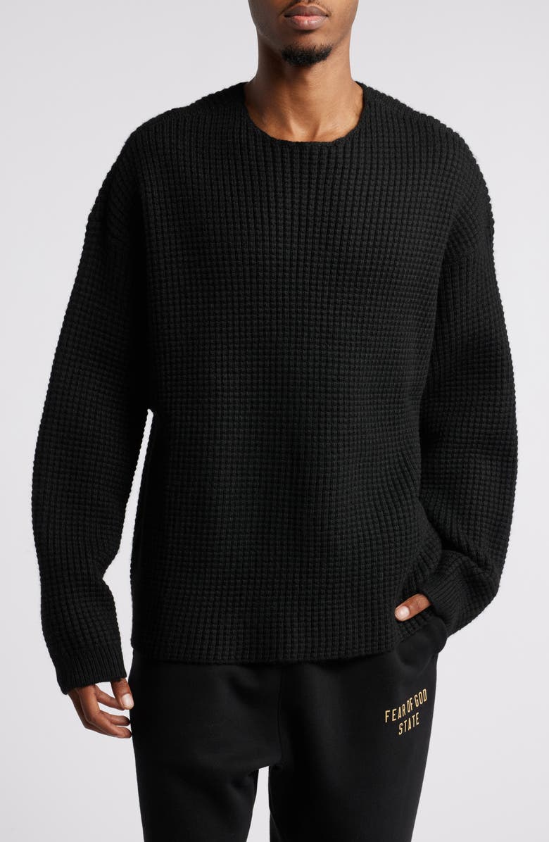 Fear of God Essentials Gender Inclusive Heavy Waffle Knit Crewneck Sweater, Main, color, 