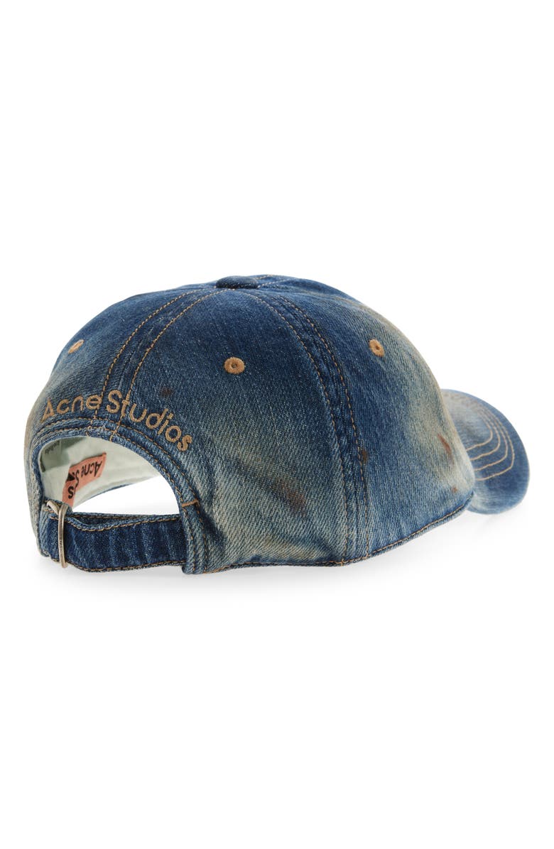 Acne Studios Carliy Trafalgar Ripped Denim Baseball Cap, Alternate, color, Mid Blue