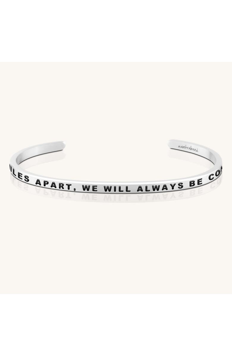 Mantra Side By Side Or Miles Apart, We Will Always Be Connected By Heart bracelet, Main, color, Silver