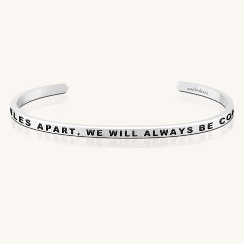 Side By Side Or Miles Apart, We Will Always Be Connected By Heart bracelet