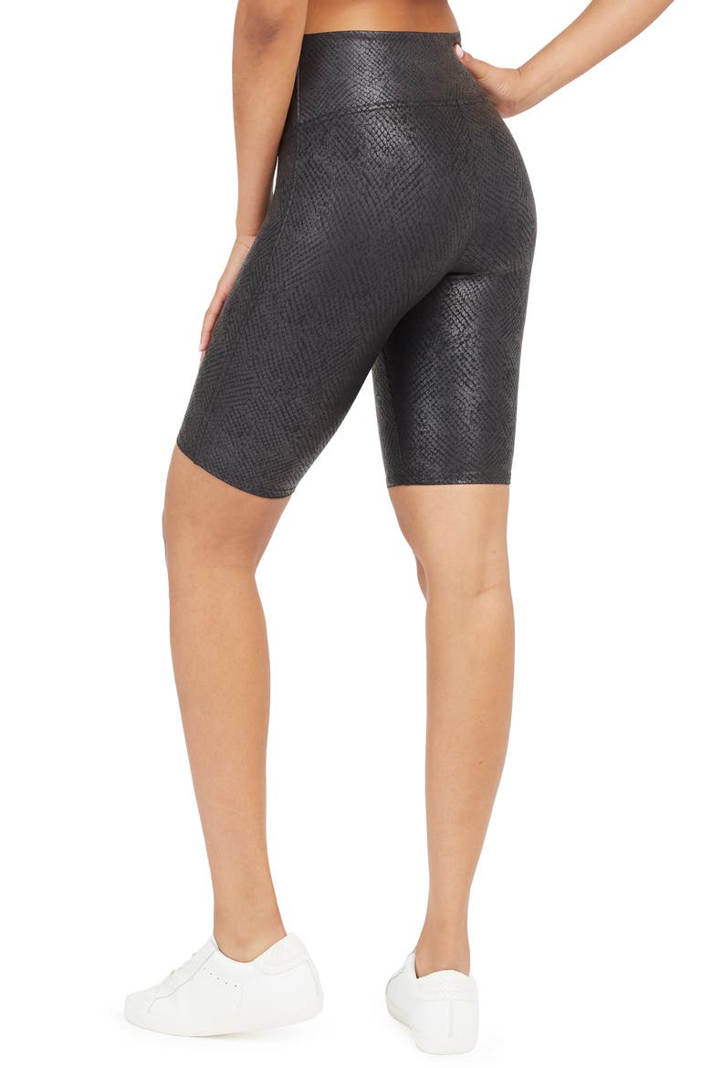 Faux Leather Bike Shorts, Alternate, color, METALLIC SNAKE