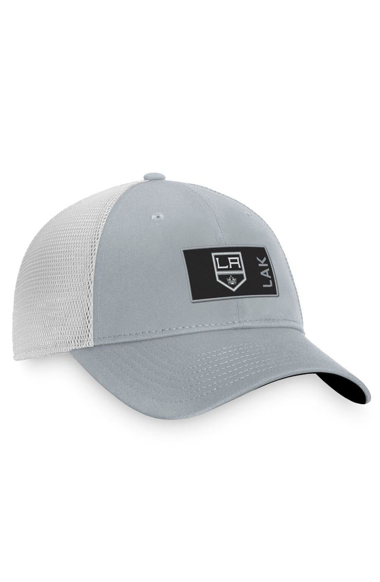 FANATICS Men's Fanatics Branded Gray/White Los Angeles Kings Authentic Pro Rink Trucker Snapback Hat, Alternate, color, 