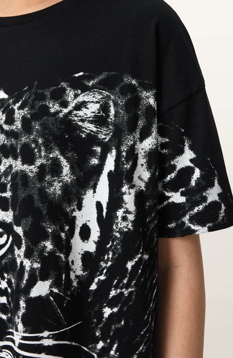 AllSaints Zaya Graphic Print Cotton T-Shirt Dress, Alternate, color, Black