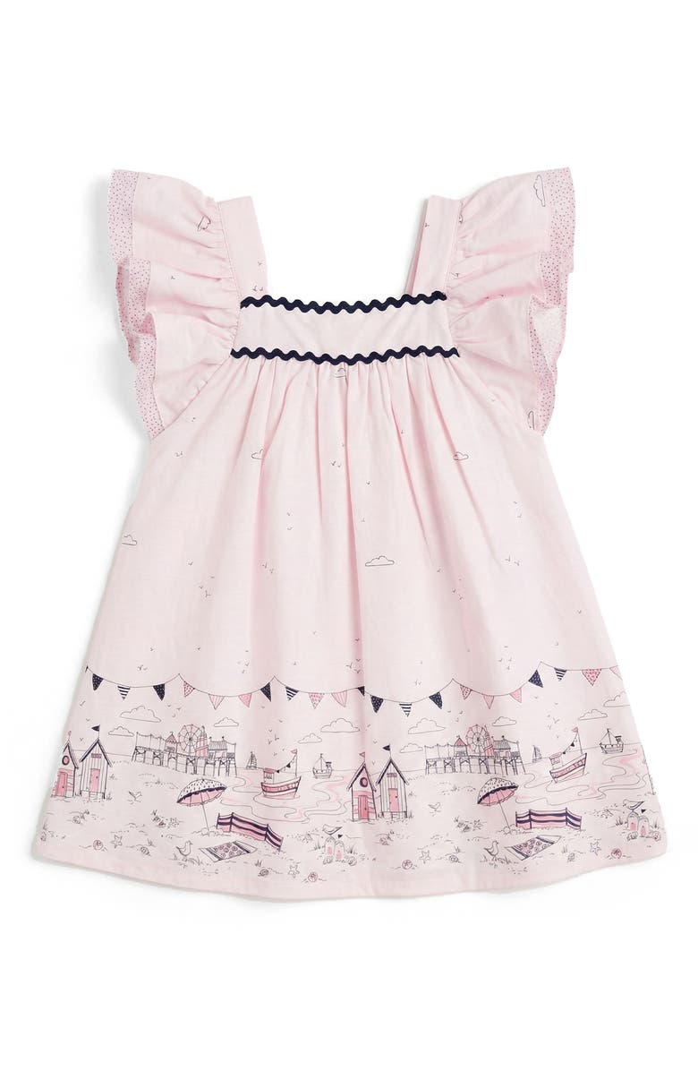 Pippa & Julie Kids' Beach Border Print Cotton Sundress, Main, color, Pink