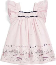 Pippa & Julie Kids' Beach Border Print Cotton Sundress