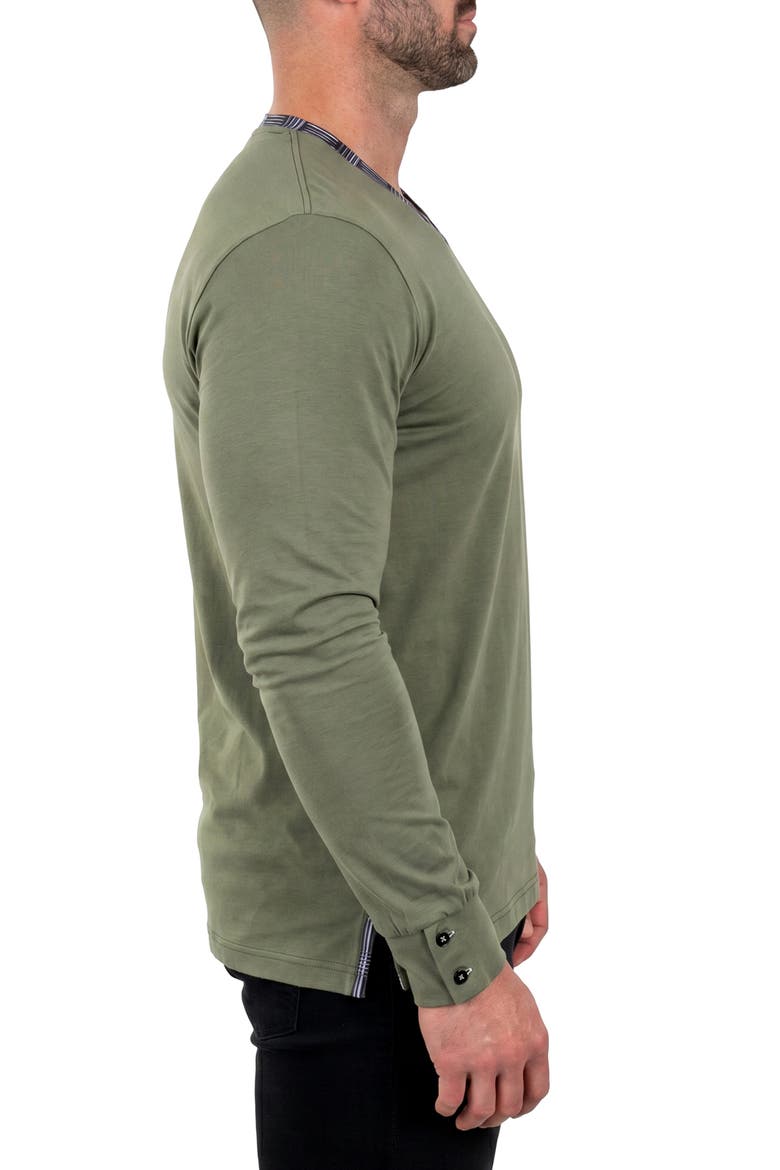 Edison Stretch Cotton Long Sleeve V-Neck T-Shirt, Alternate, color, GREEN