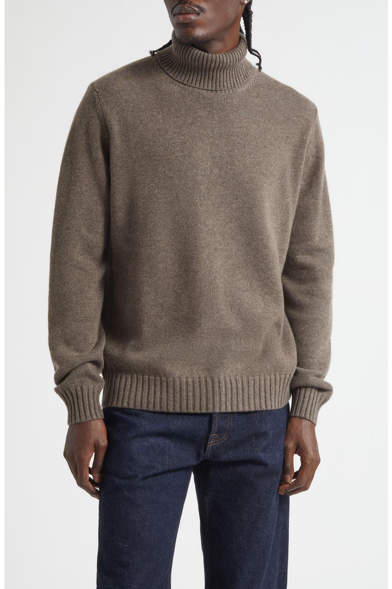 Cashmere Turtleneck Sweater, Main, color, MID BROWN