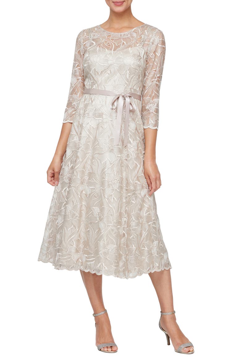 Embroidered Cocktail Dress, Main, color, TAUPE