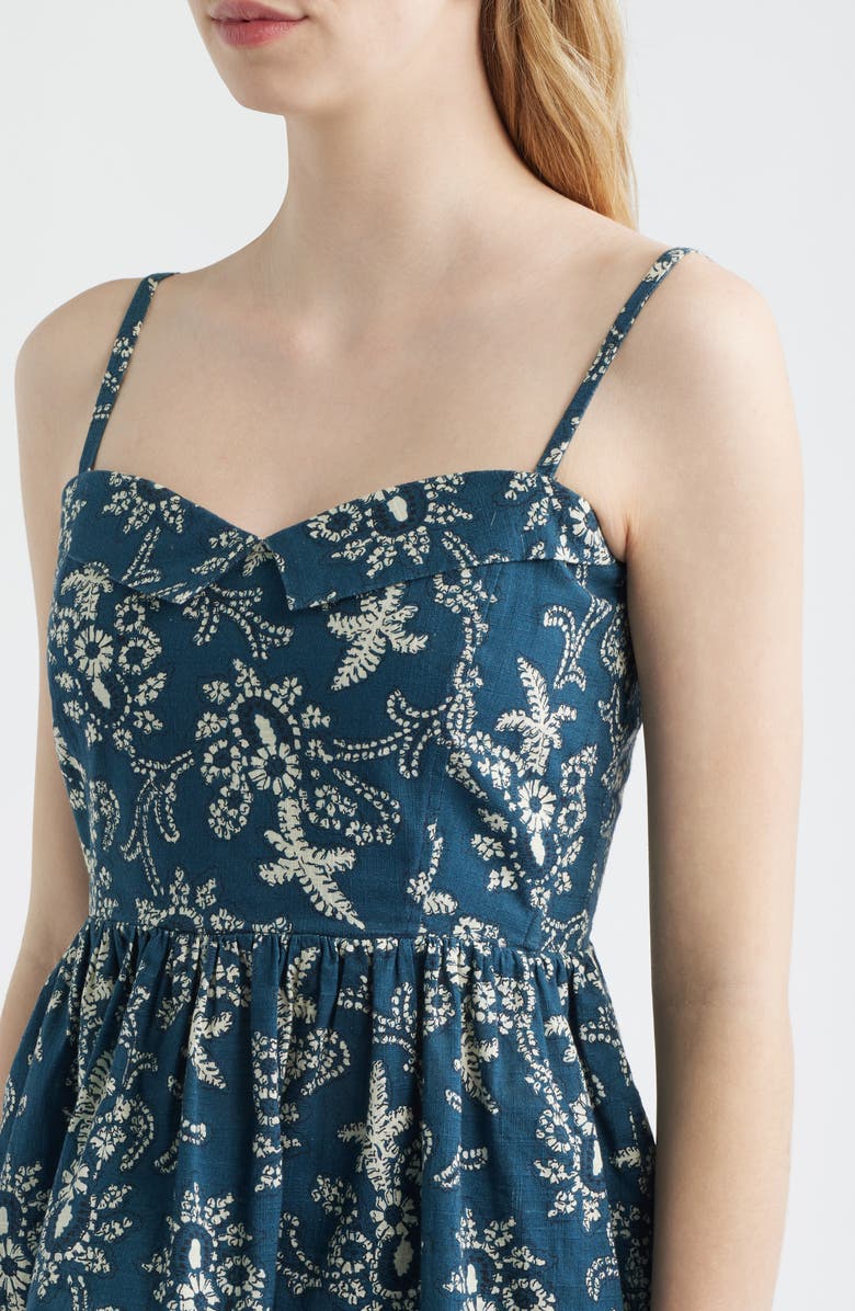 THE GREAT. Verse Peplum Cotton Top, Alternate, color, Indigo Bandana