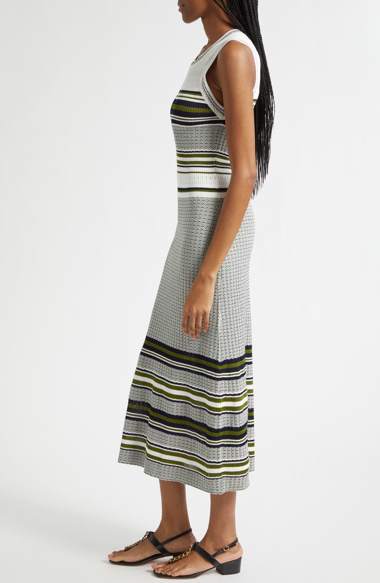 Veronica Beard Dawna Mixed Stripe Merino Wool Sweater Dress, Alternate, color, Navy/ Cactus/ Off White