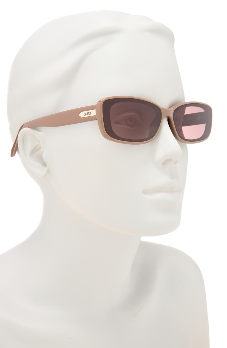 QUAY Vibe Check 62mm Small Square Sunglasses, Alternate, color, Doe/ Brown