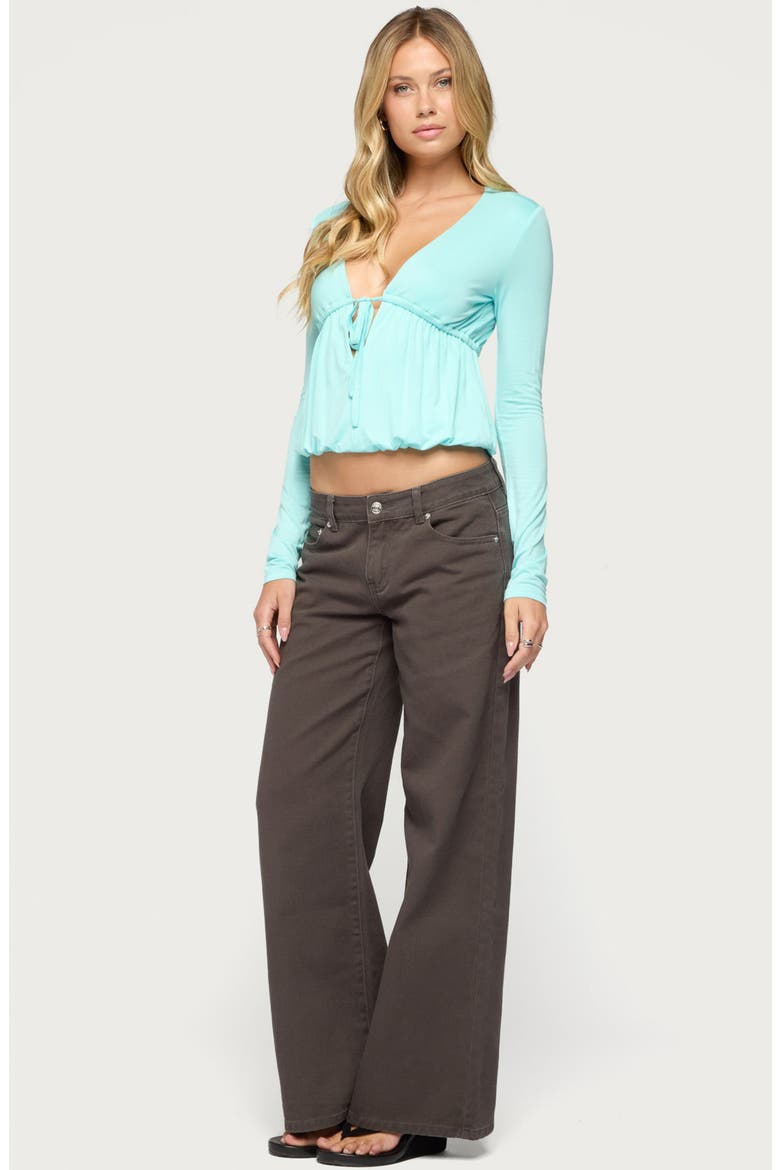 Gelia Long Sleeve Babydoll Top, Alternate, color, AQUA