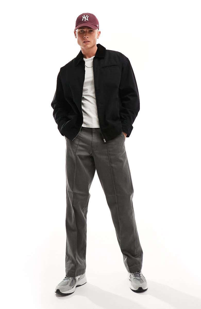 ASOS DESIGN Corduroy Collar Twill Harrington Jacket, Alternate, color, 