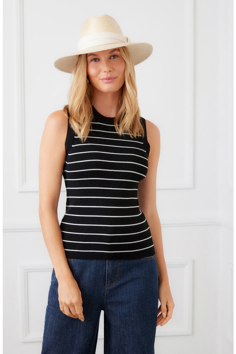 Stripe Rib Sweater Tank, Alternate, color, BLACK/WHITE STRIPE