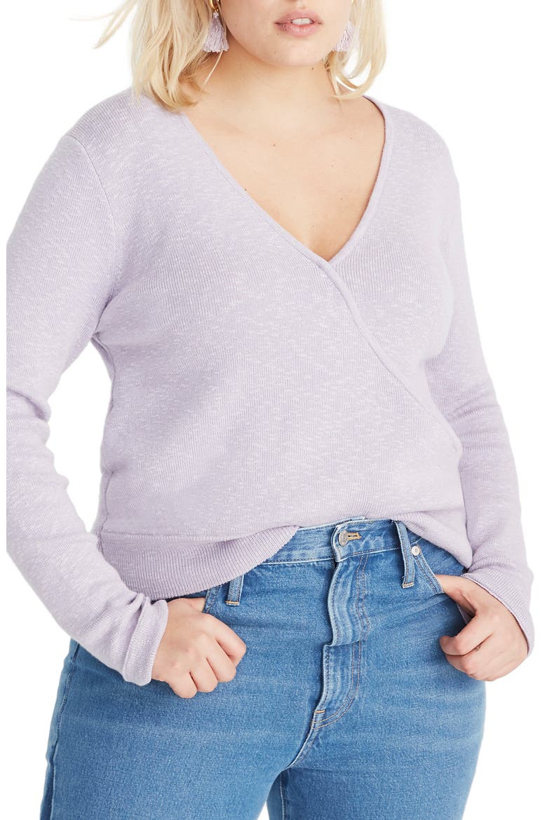 Wrap Front Pullover Sweater, Alternate, color, SUNDRENCHED LILAC