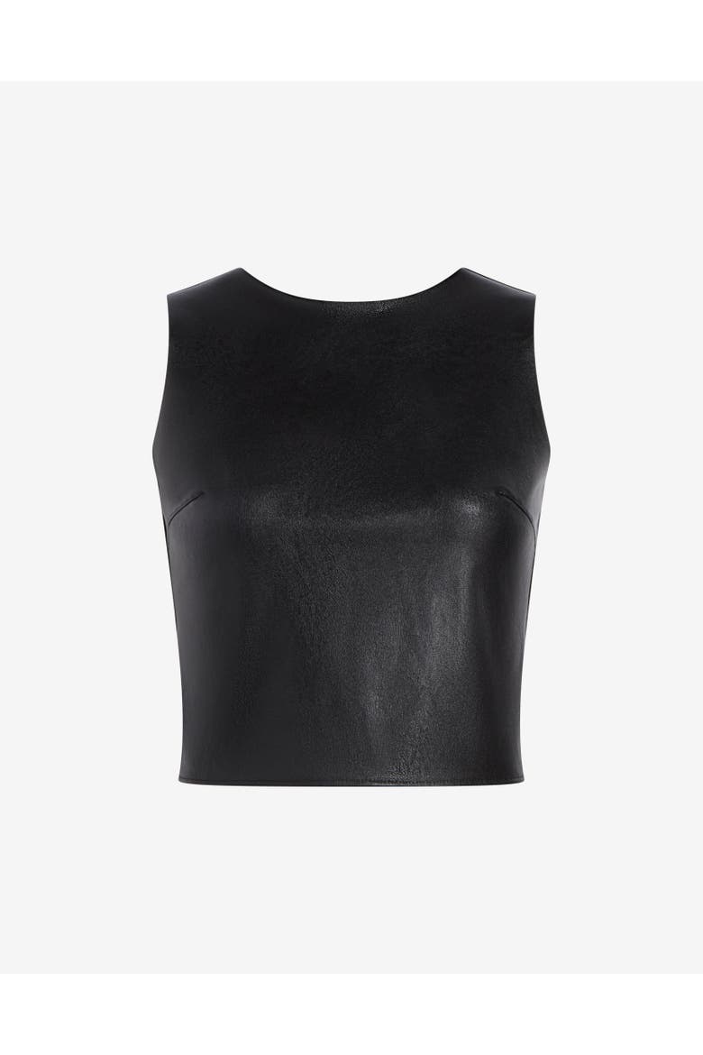 Faux Leather Shell, Alternate, color, Black